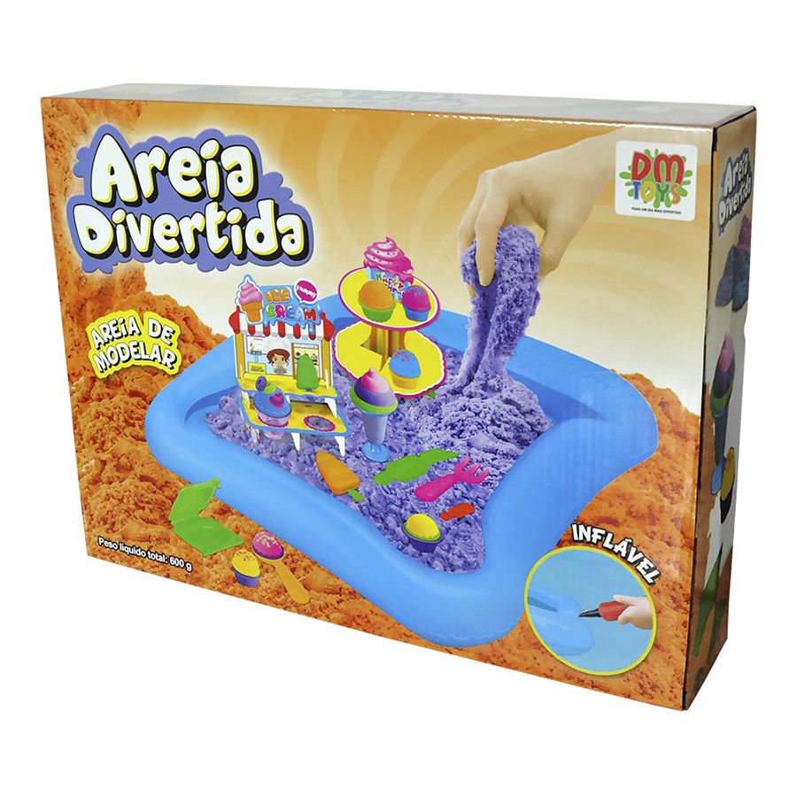 Massinha Divertida Areia Magica Modelar 600g 10 Moldes E Acessorio brinquedo Sorveteria (DMT5340)