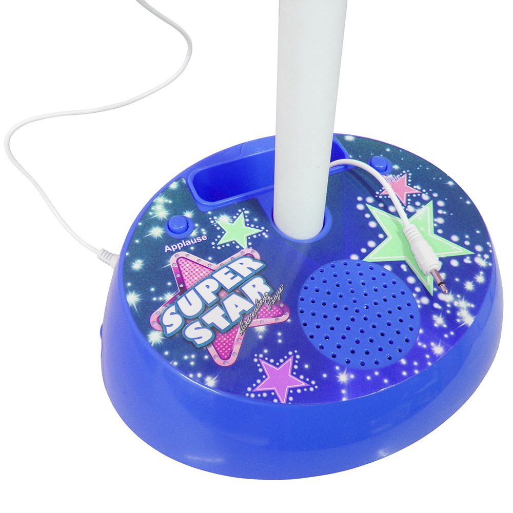 Microfone Infantil Azul Led Celular Som Musica Karaoke Brinquedo (SPI17125)