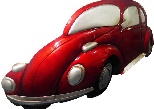 Quadro Fusca Carro 3d Para Parede Em Metal Deco Vintage Vermelho Retro