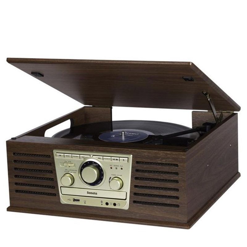 Radio Vintage CD Toca Discos Vinil FM USB Bluetooth 