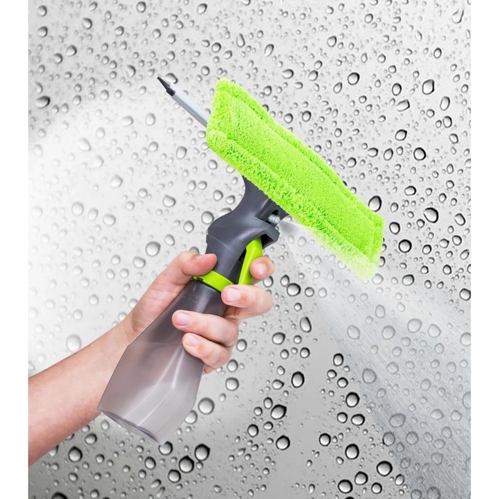 Rodo Mop Limpa Vidro Borrifador Microfibra 3 em 1 Spray 250Ml Janelas Espelhos