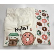 Pijama Feminino Adulto Lua Encantada Manga Longa com  Calça Perfect donuts  333 em 100% algodão