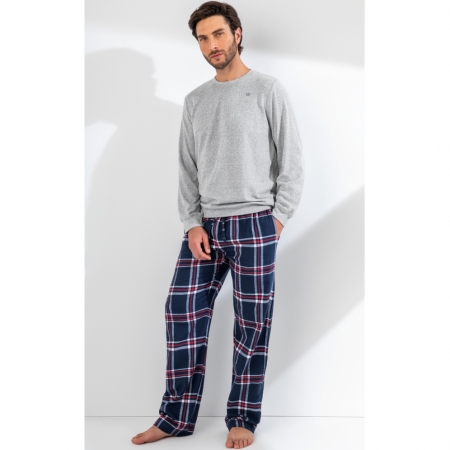 Pijama Masculino Mixte Manga longa com Calça Flanela Xadrez Matteo 1418