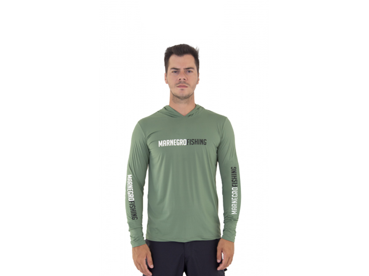 Camiseta Mar Negro Fishing Poliamida c/ Capuz e Luvinha - Verde Musgo  - Comprando & Pescando