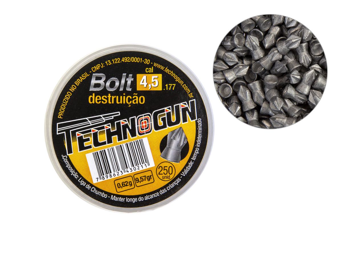Chumbinho Technogun Bolt 4.5mm (Pote c/ 250 un) - Comprando & Pescando