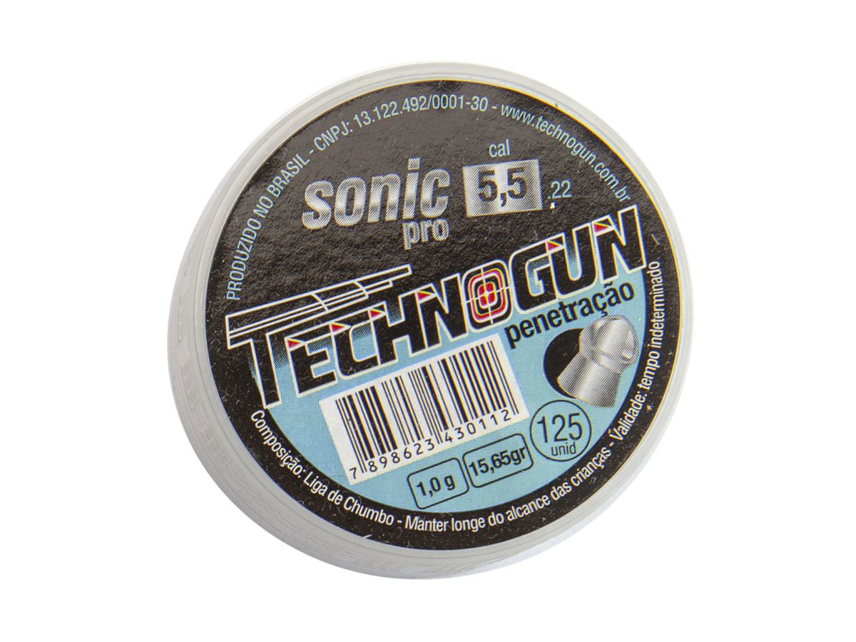 Chumbinho Technogun Sonic Pro 5.5mm (Pote c/ 125 un) - Comprando & Pescando