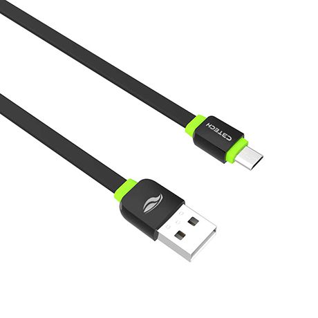 Cabo USB x Micro USB C3Tech, 1 metro - Preto/Verde - CB-100BK