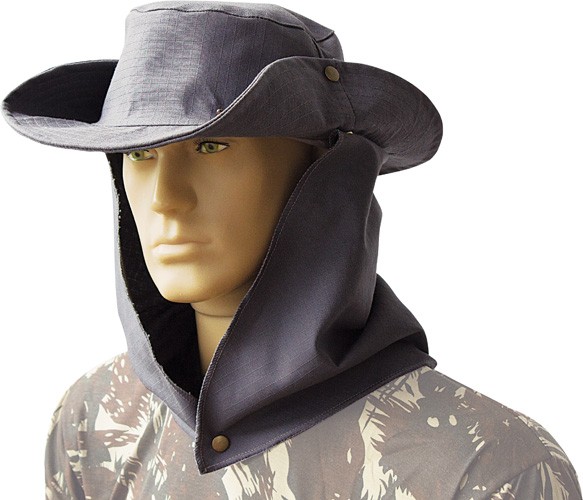 Chapéu proteção na nuca saia removível ripstop com cordão