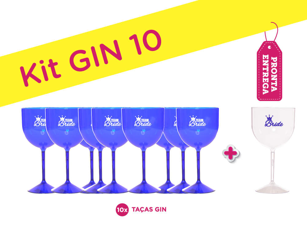 Kit Gin 10 Azul Pronta Entrega para Despedida de Solteira