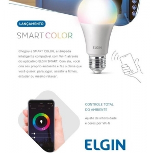 Lâmpada Smart Color LED,10W Biv WiFi Elgin,compatível Alexa