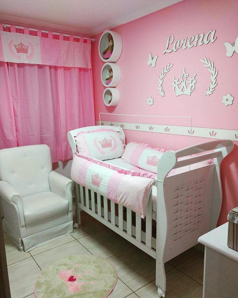 Kit Painel de Parede Completo 12 peças Princesa Decoração Quarto do Bebê - Rosa Baby