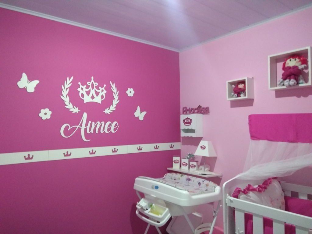 Kit Painel de Parede Completo 12 peças Princesa Decoração Quarto do Bebê - Rosa Baby