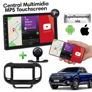 Central Multimidia com Moldura Fiat Toro Mp5 Bluetooth Usb Touchscreen 7 Polegadas 2 Din Black Piano Atacado