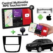 Central Multimidia com Moldura Volkswagen Gol G5 Mp5 Bluetooth Usb Touchscreen 7 Polegadas 2 Din Poliparts