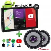 Kit Central Multimídia Android Muzik Bluetooth Mp5 7 Polegadas + Alto Falante Pioneer 6 Polegadas Triaxial Poliparts