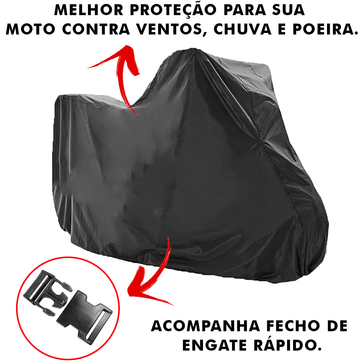 Capa de Moto Forrada Anti-UV Proteção Contra Chuva Vento Poeira Tamanho G Poliparts