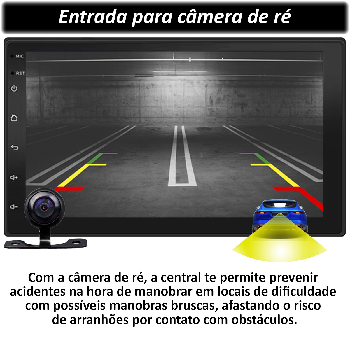 Central Multimídia Honda CRV Muzik Android com Câmera de Ré 7 Polegadas 2 Din 2012 a 2016 Moldura Preta Poliparts