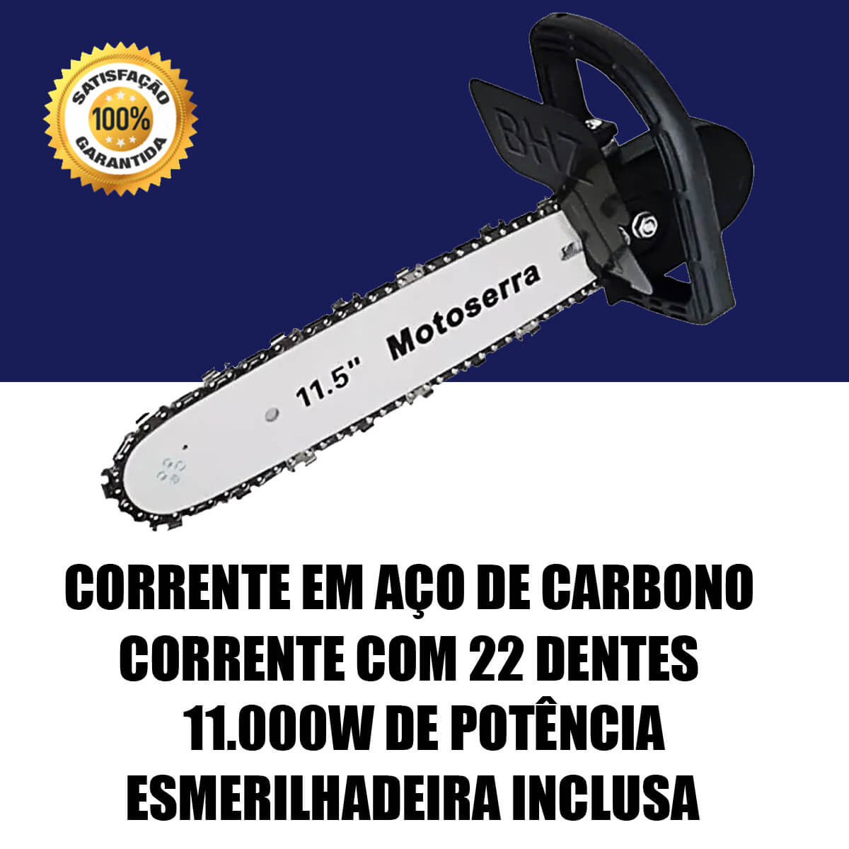 Esmerilhadeira Adaptador Motosserra + Lixadeira Angular para Madeira Parede Concreto 110V 4.1/2 115m