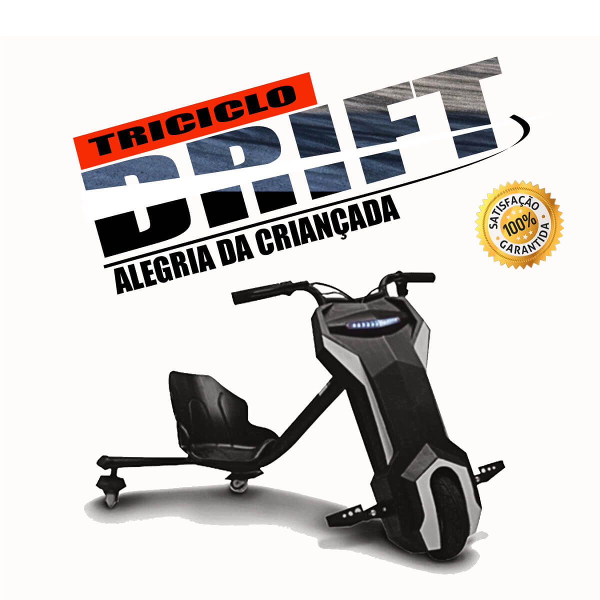 Triciclo Infantil Eletrico Drift Scooter 120W Potência Autonomia 5 Km/h Com Freio Dianteiro Importway Preto