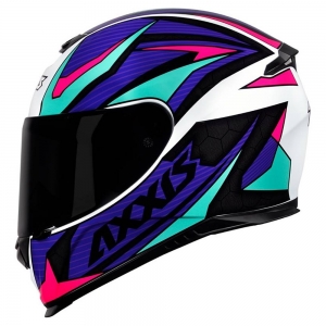 CAPACETE AXXIS EAGLE POWER GLOSS BRANCO/ROXO/TIFANY