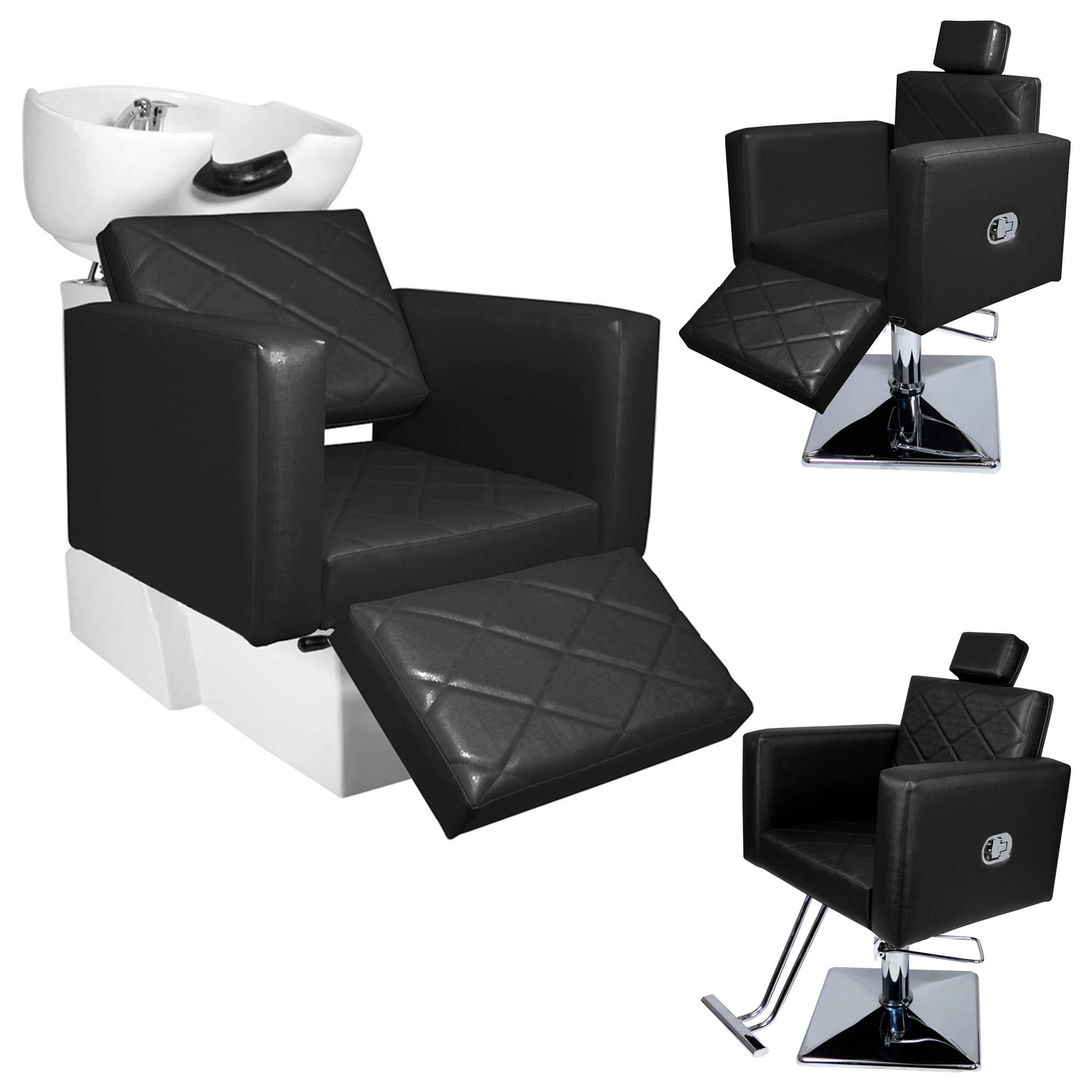KIT Evidence - Cadeira Reclinável + Cadeira Reclinável Descanso + Lavatório Descanso - Base Quadrada - Foto 0