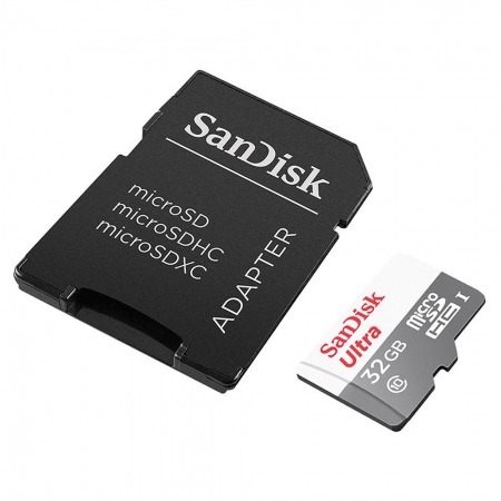 Miniaturas (Thumbnails) do Produto Cartão de Memória Sandisk 32GB Classe 10 MicroSD (microSDHC UHS-I) com Adaptador - SDSQUNR-032G-GN3MA