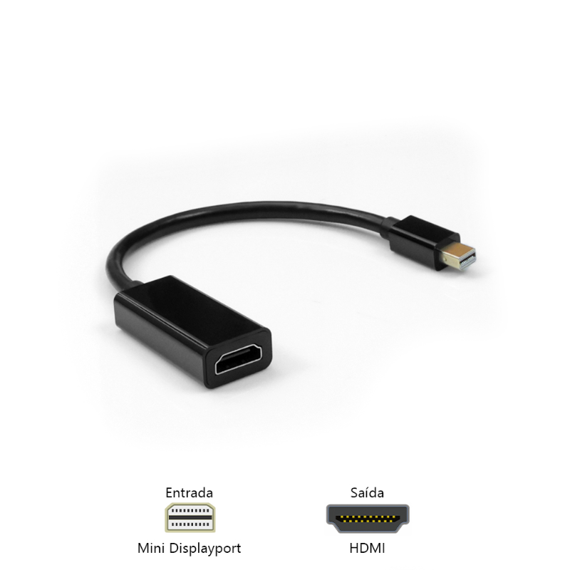 Cabo Adaptador Mini DisplayPort Macho x HDMI Fêmea 15 cm Plus Cable - ADP-MDPHDMI10BK