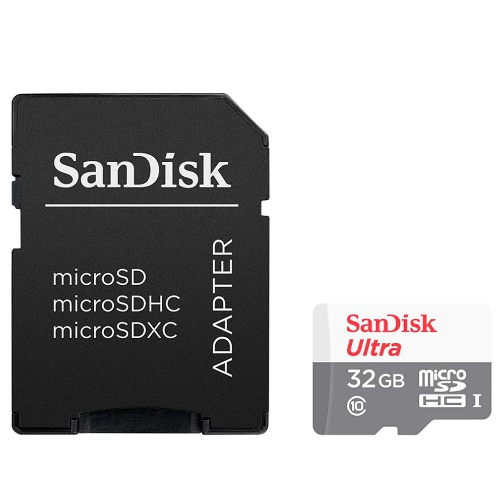 Cartão de Memória Sandisk 32GB Classe 10 MicroSD (microSDHC UHS-I) com Adaptador - SDSQUNR-032G-GN3MA