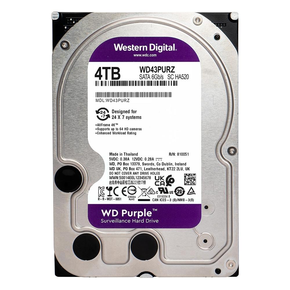 HD WD (Western Digital) Purple para CFTV - 4TB - 64MB Cache - Sata III 3.5' 6.0Gb/s - WD43PURZ