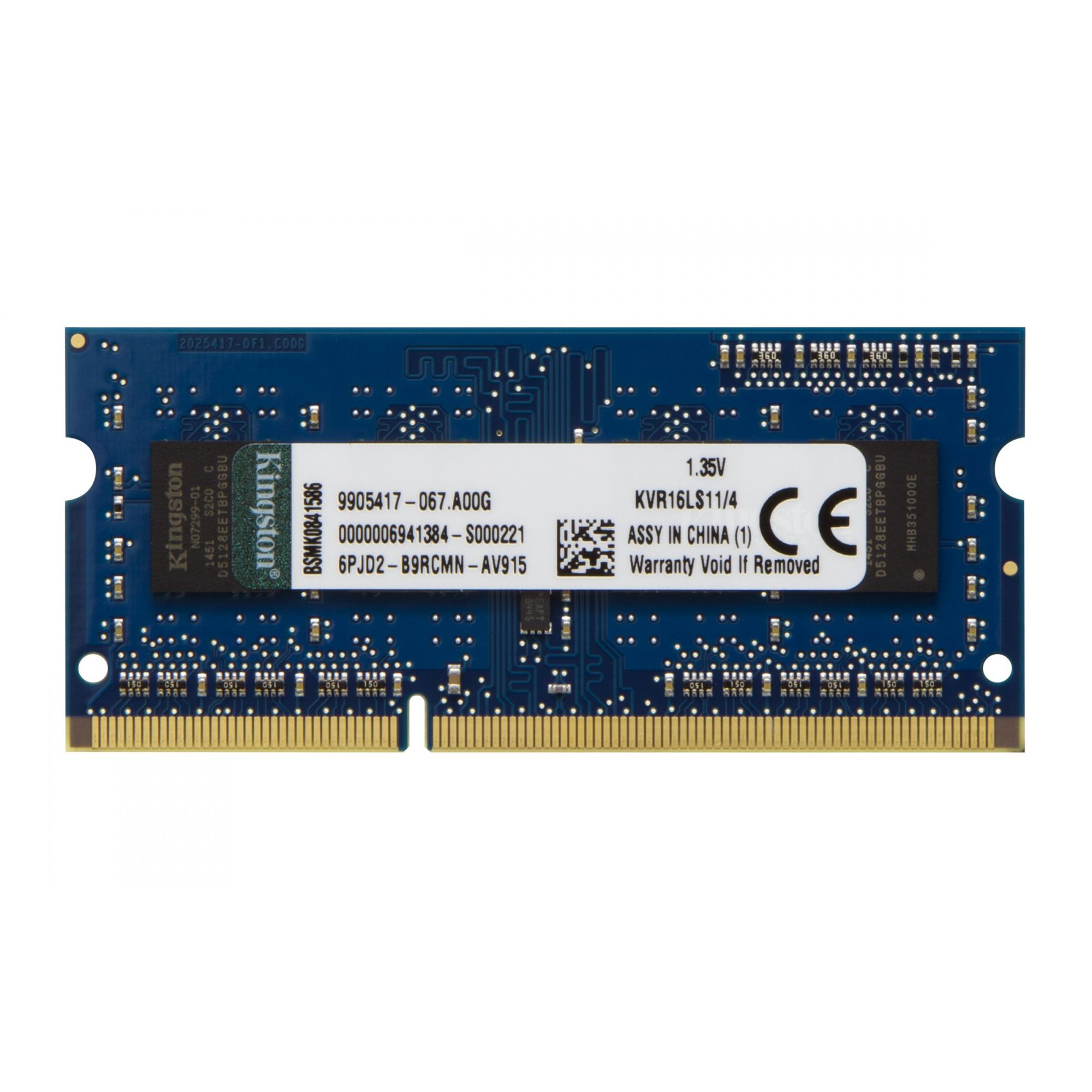 Memória Kingston 4GB 1600Mhz 1.35v DDR3L p/ Notebook CL11 - KVR16LS11/4