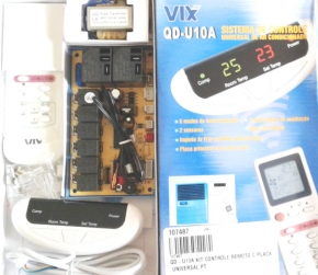 Kit Controle Remoto com Placa Universal Ar Condicionado Split Piso Teto VIX QD-U10A
