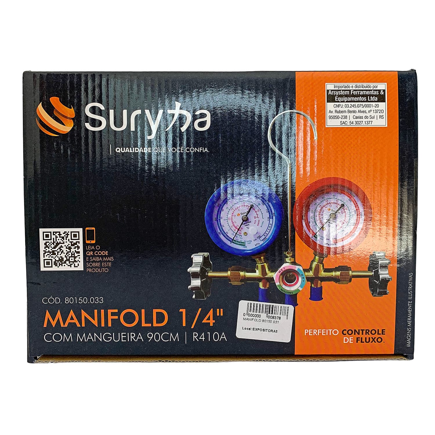 Manifold  1/4" C/ Mangueira 90cm R410 Suryha 80150.033