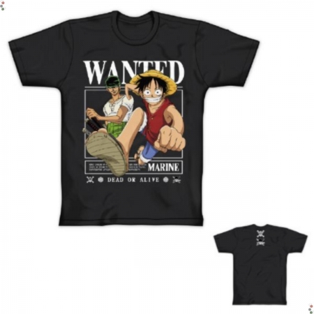 Camiseta Clube Comix One Piece Wanted Infantil -100% Algodão