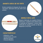 Kit 4 Pares Baqueta Nova 5B By Vic Firth American Hickory