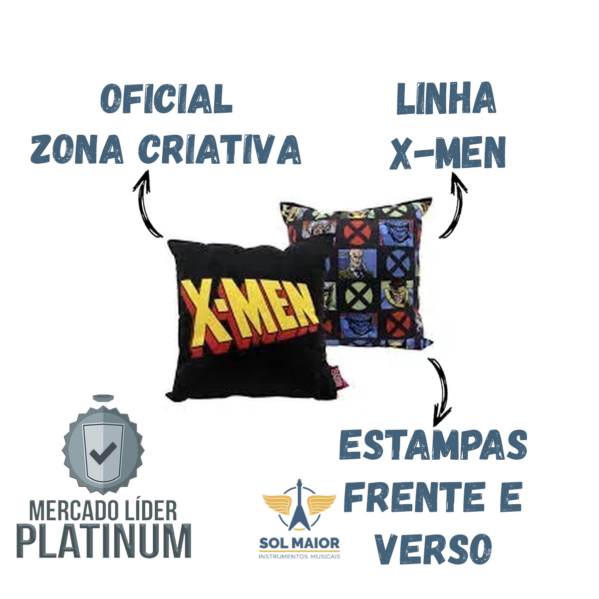Almofada Fibra Veludo 25x25cm X Men Classic - Zona Criativa - Grupo Solmaior