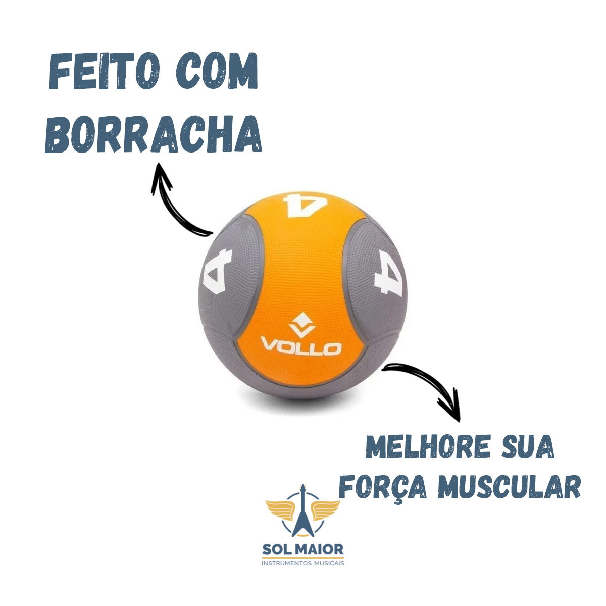 Bola De Peso Medicine Ball 4kg Para Exercícios Fitness Vollo  - Grupo Solmaior