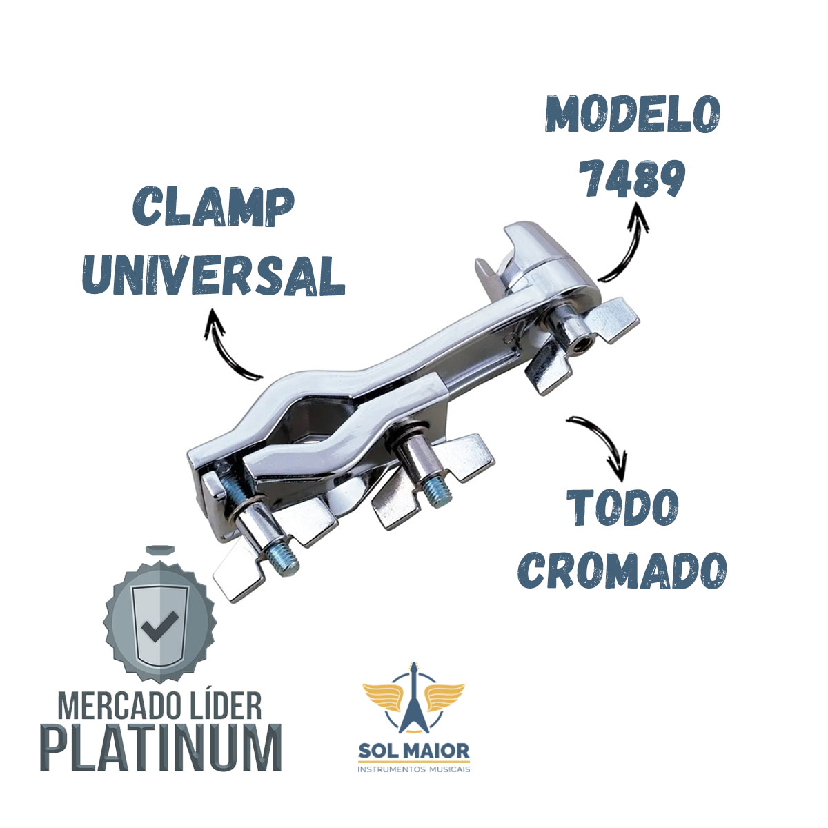 Clamp Universal Extensor de Prato Cromado Dolphin - 7489 - Grupo Solmaior