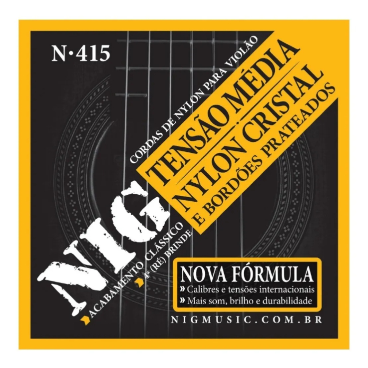 Encordoamento Nig Nylon Violão Tensão Media + Corda Ré Extra N415  - Grupo Solmaior