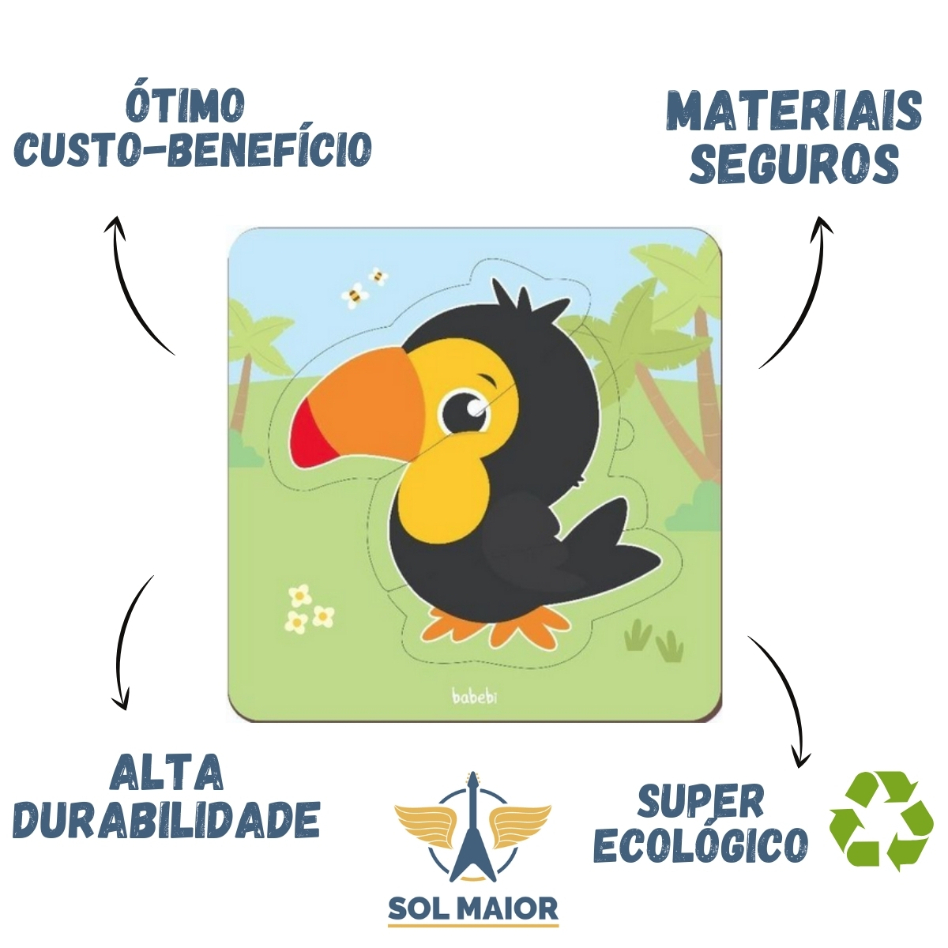 Kit 4 Quebra-Cabeças Baby Animais Brinquedo Educativo Babebi - Grupo Solmaior