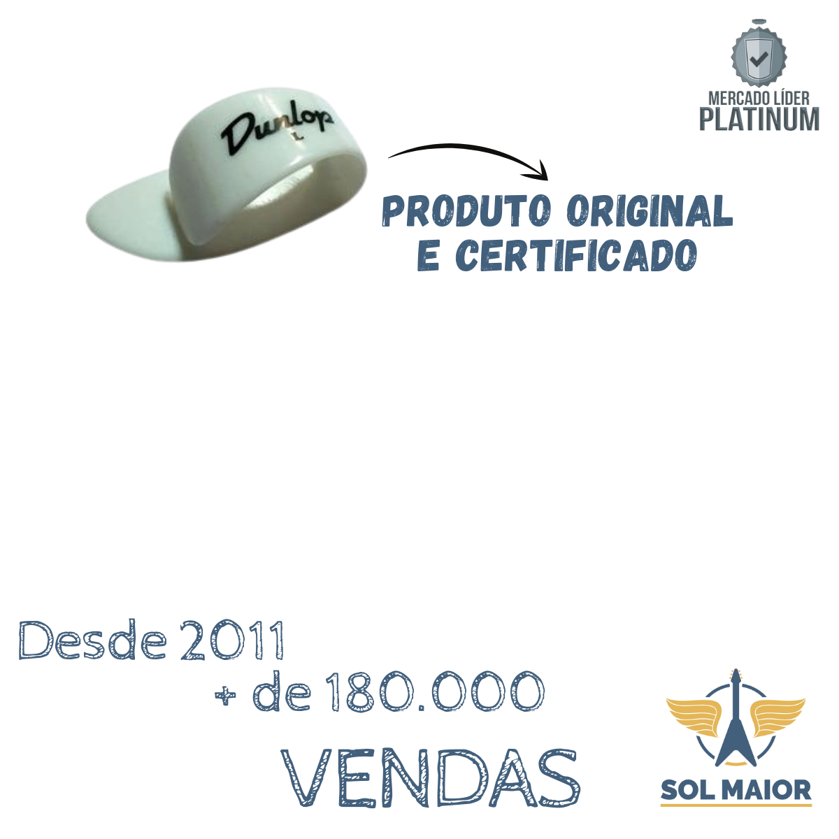 Kit Dedeira Dedal Branca Gd Pct C/06 Dunlop Viola - Grupo Solmaior