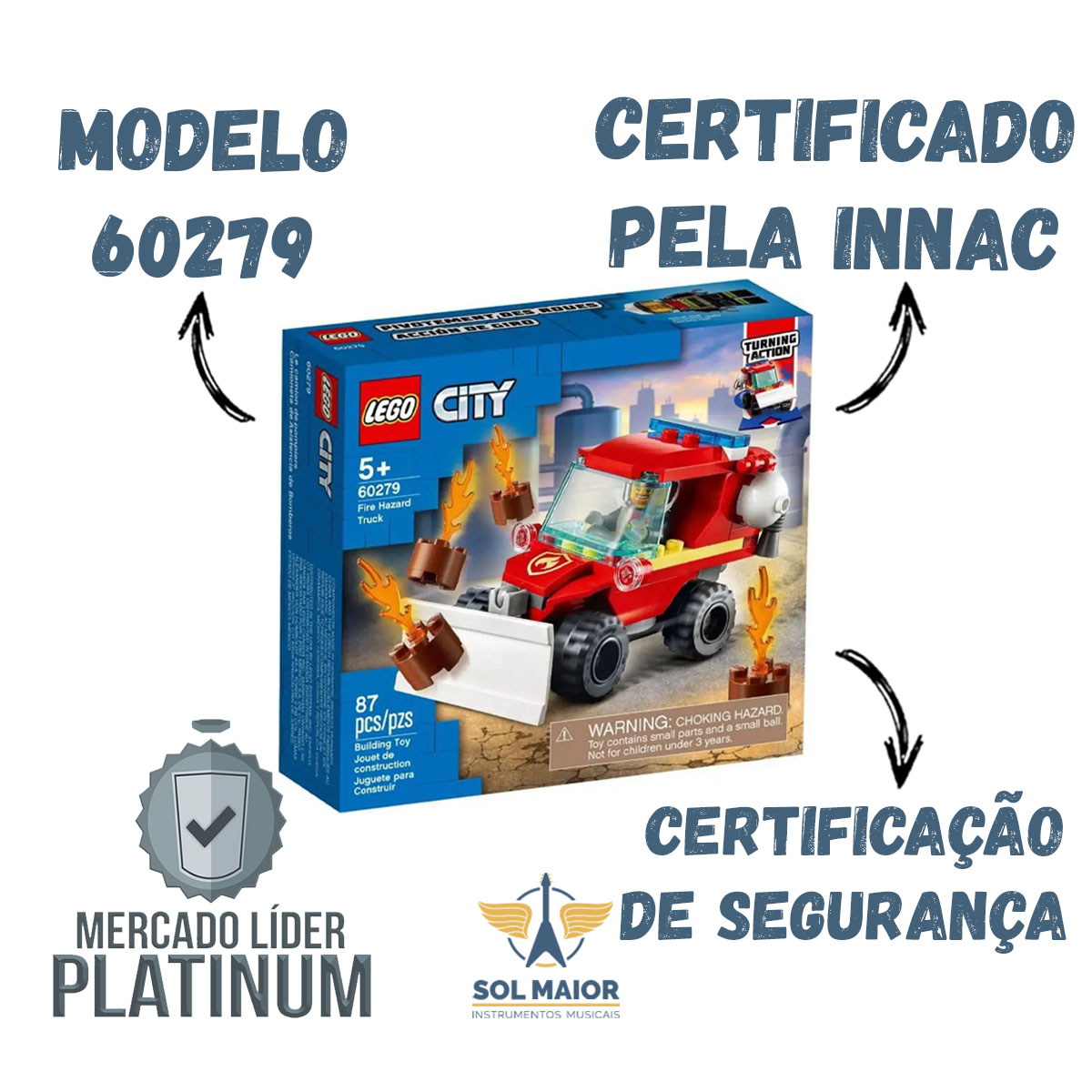 Lego 60279 City Jipe De Assistência Dos Bombeiros - 87 Peças  - Grupo Solmaior