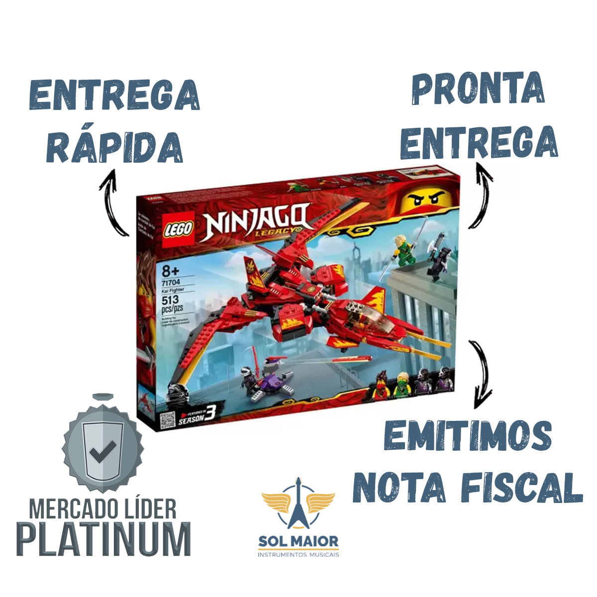 Lego 71704 Ninjago - Lutador Kai 513 Peças  - Grupo Solmaior