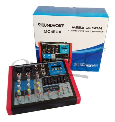 Mesa De Som Soundvoice MC4 EUX Usb Mixer 4 Canais - Grupo Solmaior