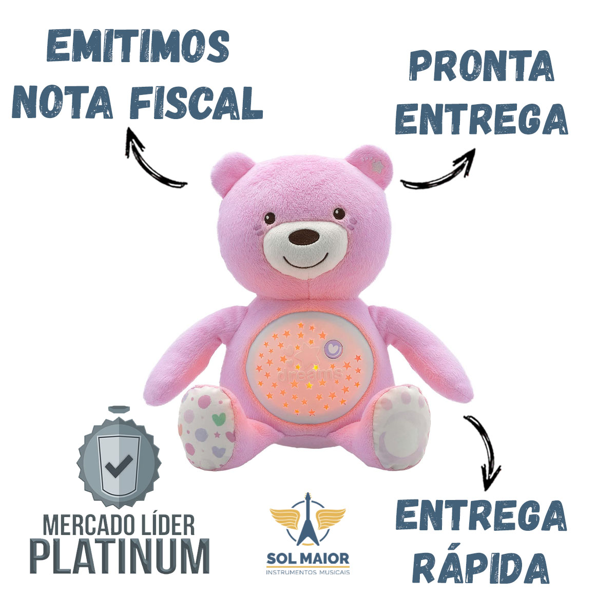 Projetor Chicco Bebê Urso Rosa  - Grupo Solmaior