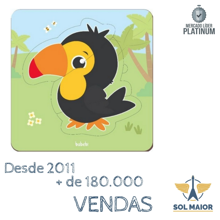 Quebra-Cabeça Baby Tucano 3 peças - Babebi 8017  - Grupo Solmaior