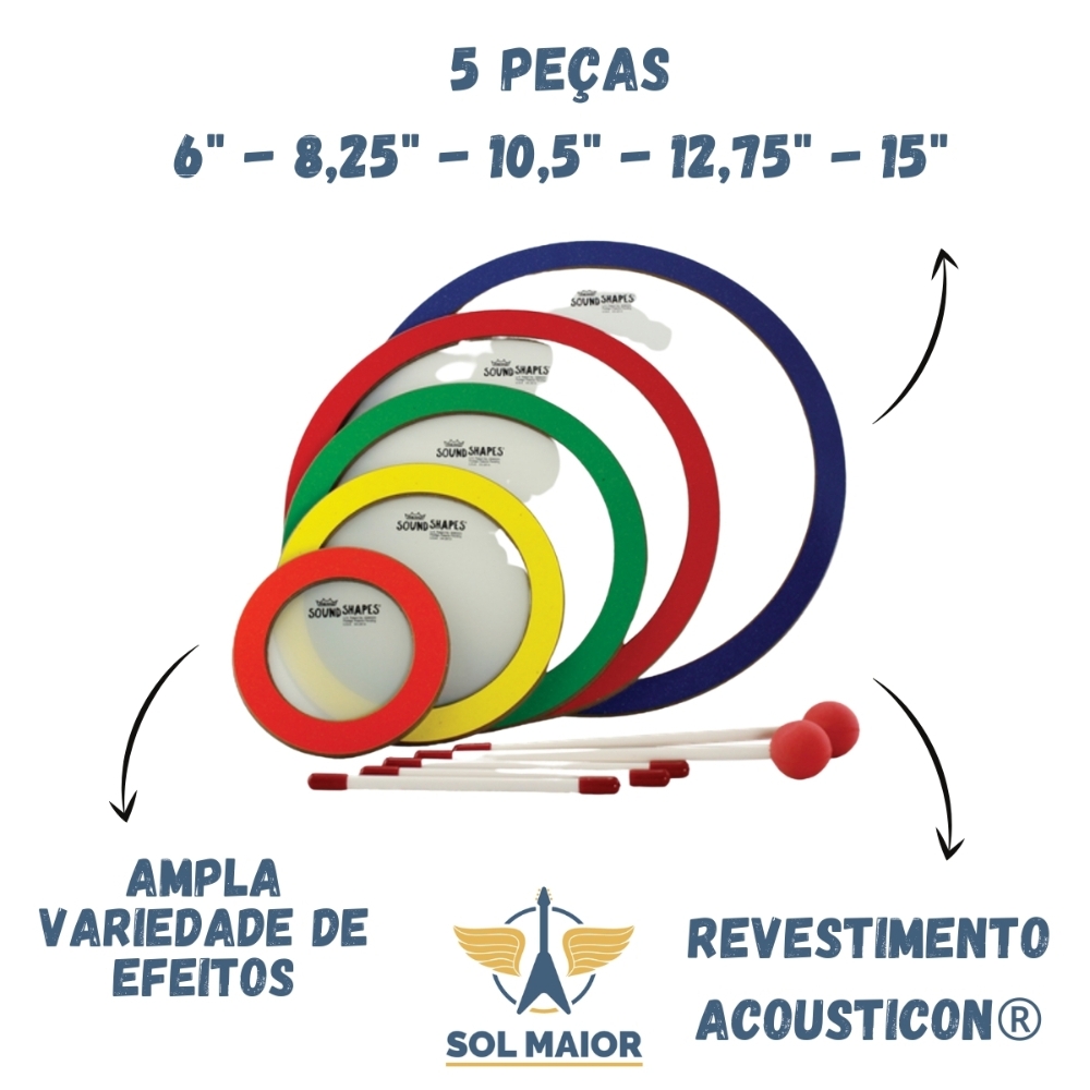 Sound Shapes Remo Circle Pack com 5 Peças - SS-1000-05 - Grupo Solmaior