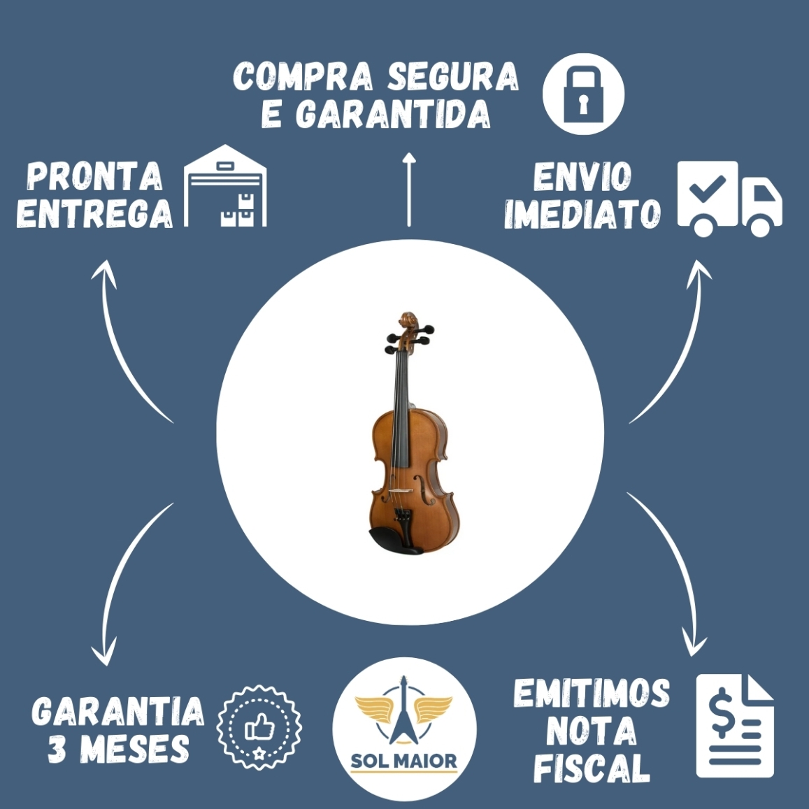 Violino 1/2 Estudante Completo c/ Estojo - Dominante - Grupo Solmaior