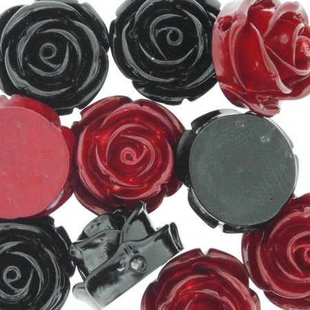 Flor de Resina - Vermelhas e Pretas - 18mm
