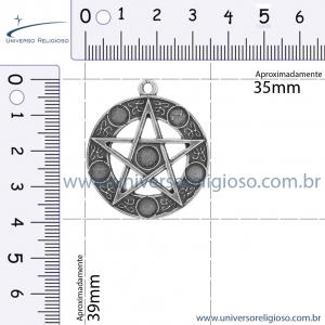 Pentagrama - Preto e Preto - 39mm