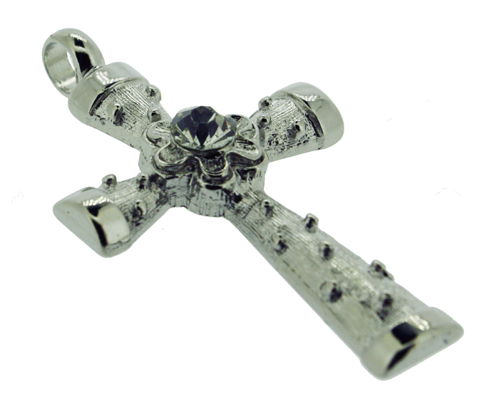 Crucifixo Metal - Níquel com Strass - 48mm - Universo Religioso® - Artigos de Umbanda e Candomblé